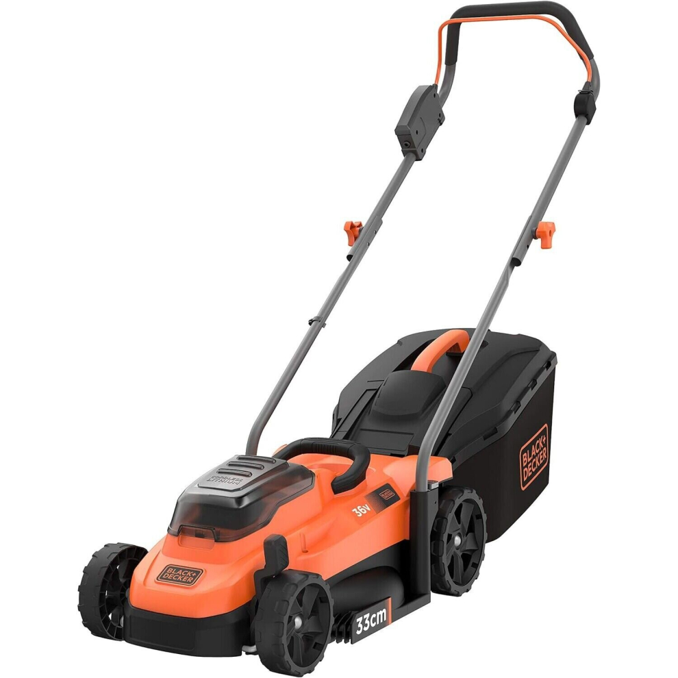 + Decker & Decker 36V Cordless Compact Lawn Mower 2.0Ah - Orange/ Black/Orange