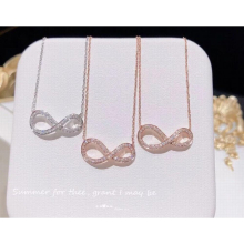 Asymmetric Infinity Endless Love Pendant Necklace Crytals Link Charm Silver Jewelry Style For Girl
