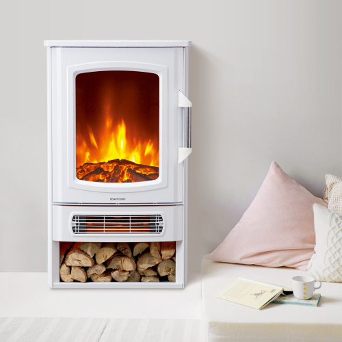 NEO (WHITE) Neo Electric Heater Realistic Flame and Log Store