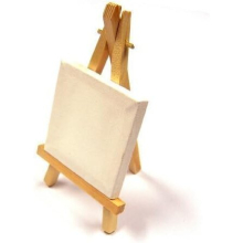 Mini Artist Wooden Easel 16cm & Canvas 7.5cm X 7.5cm Set