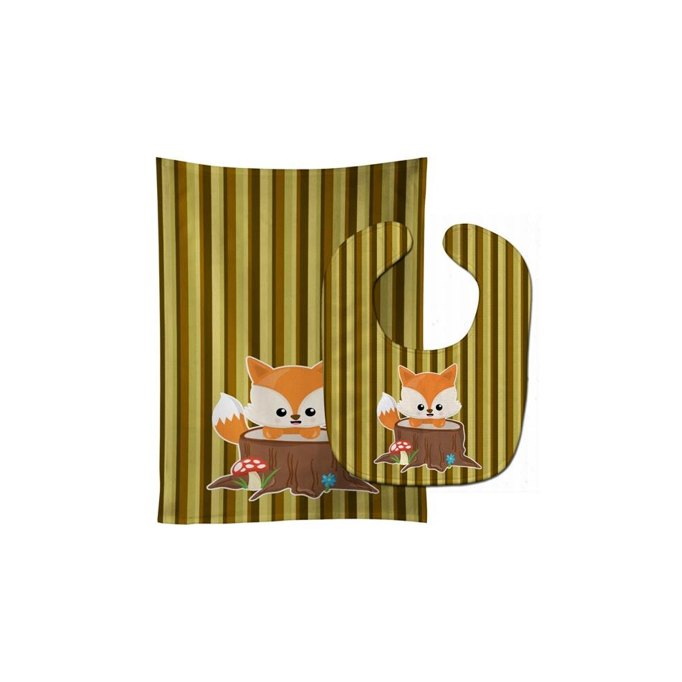 Baby Fox Tree Stripes Baby Bib & Burp Cloth Stationx