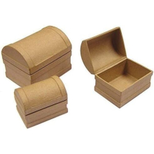 Set Of 3 Mini Paper Mache Treasure Chests Gift Box Decoupage Decoration Craft