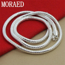 925 Sterling Solid Silver 4mm 20/24 Inch Snake Chain Necklace For Woman Man Wedding Jewelry