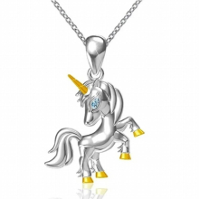 NA342 European Woman Girl Party Birthday Wedding Gift Unicorn Zircon 18KT Pendant Necklace