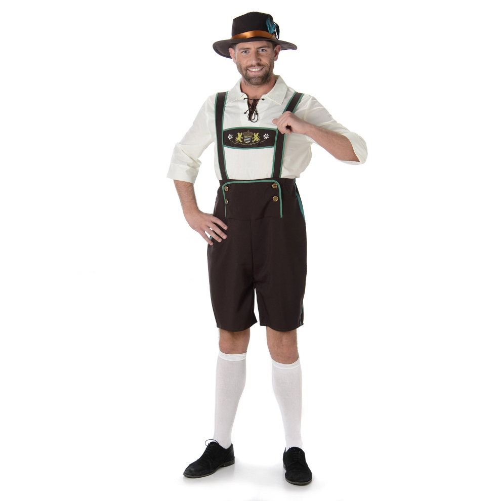 (S) Bavarian costume in brown overalls for men