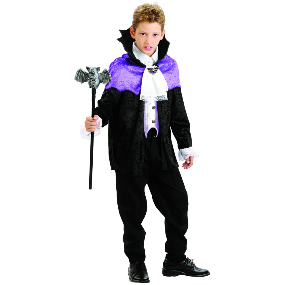 (S 4-6 years (110-120 cm)) Boys' black and purple vampire costume