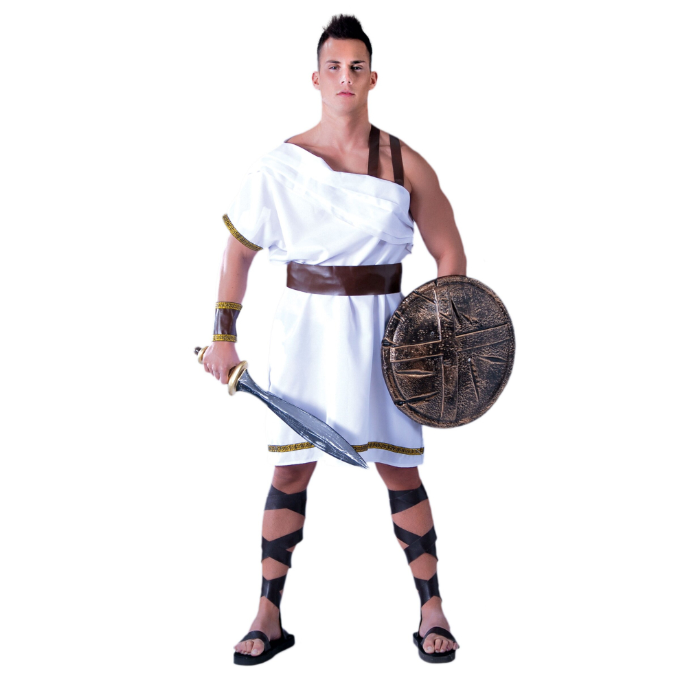 (L (52-54)) Men's white Spartan costume