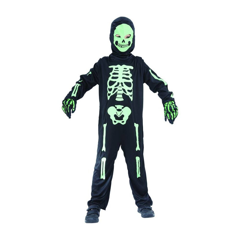 (S 4-6 years (110-120 cm)) Children's Green Skeleton Costume