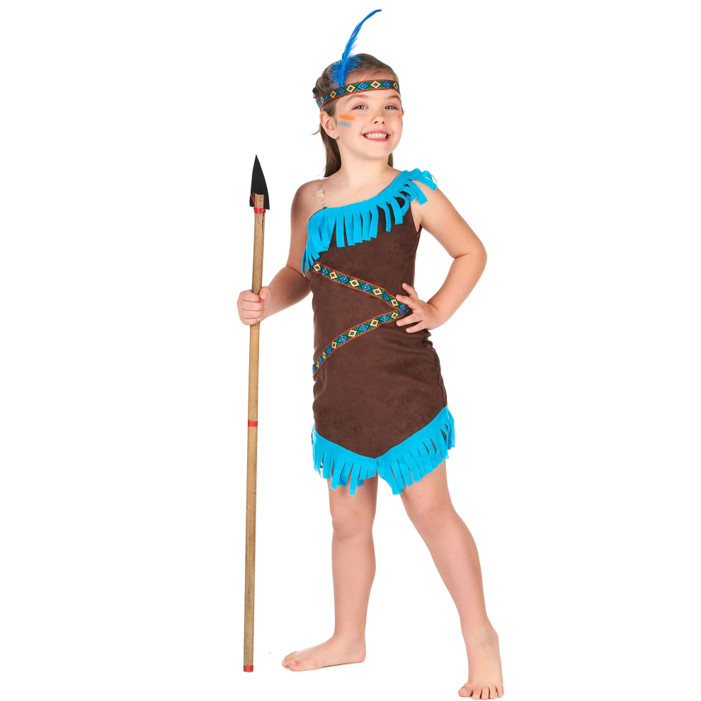 (3 - 4 years (XS)) Brown and blue Indian costume for girls