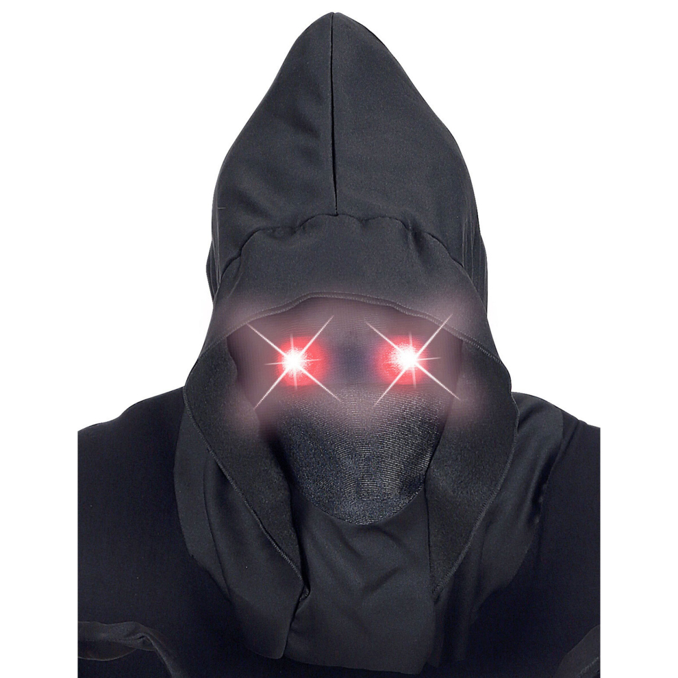 Rubies Full Face Mask With Hood, Invisible Face And Red Luminous Eyes For Adults