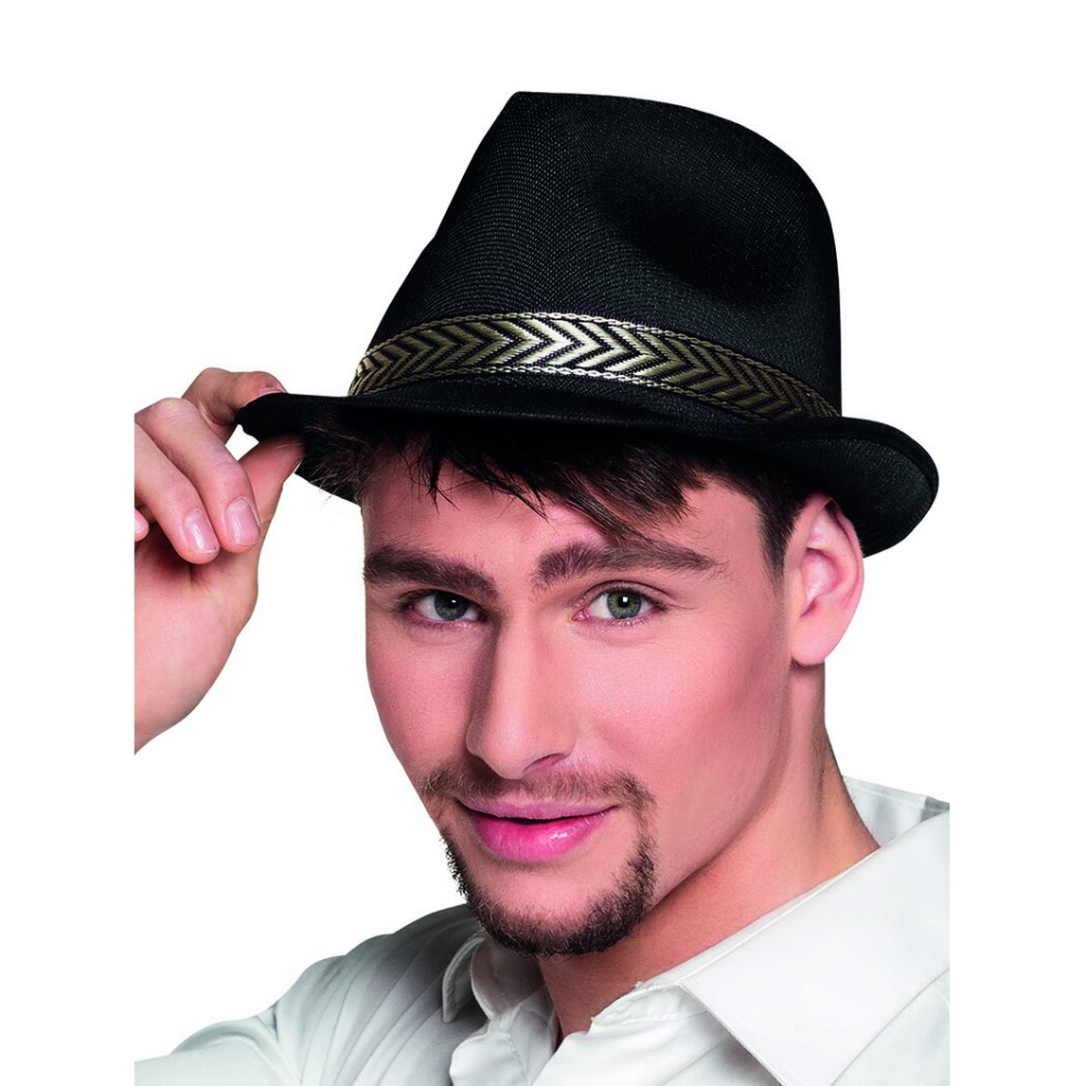 Adult black trilby borsalino hat