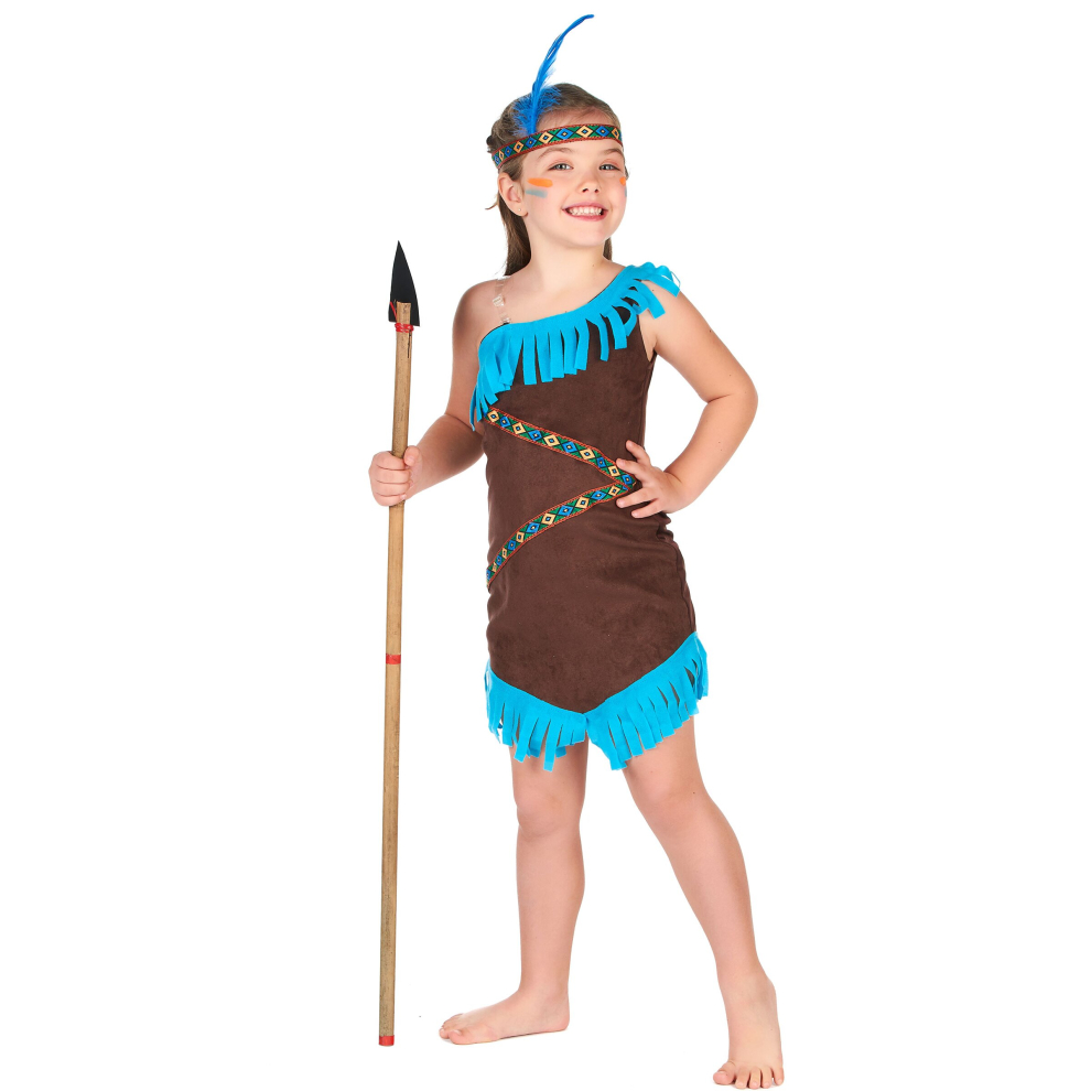 Rubies (7 - 9 Years (M)) Brown And Blue Indian Costume For Girls Blue,Brown