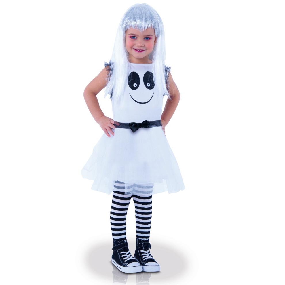 (3 to 4 years (90 to 104 cm)) Ghost costume with moving eyes for girls