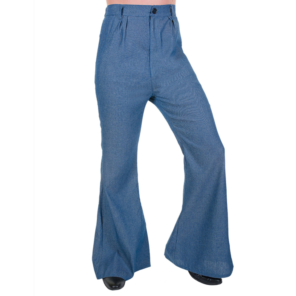 (XL) Disco bell bottom pants color Men's jeans