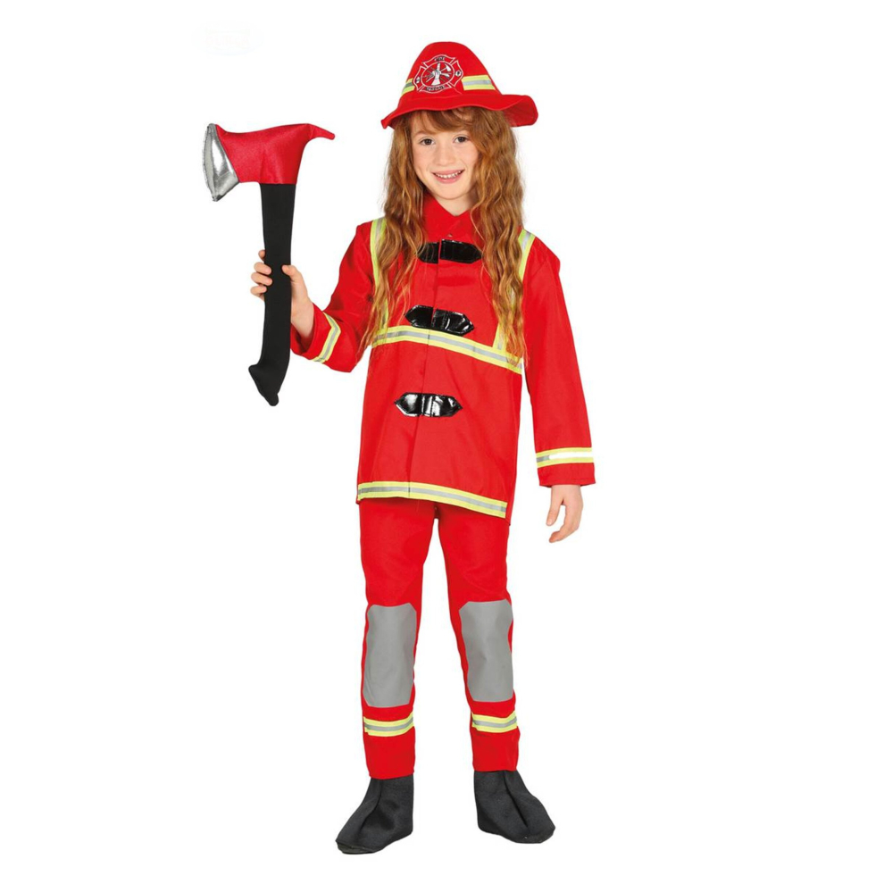 (5 to 6 years (110-115 cm)) Children's red firefighter costume