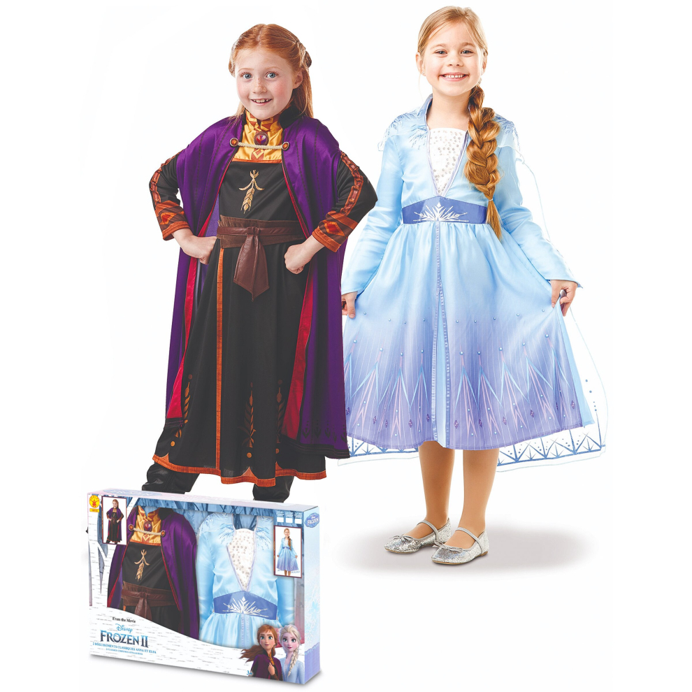 (7 - 8 years (122-128 cm)) Girls' Elsa and Anna Frozen 2 costume set