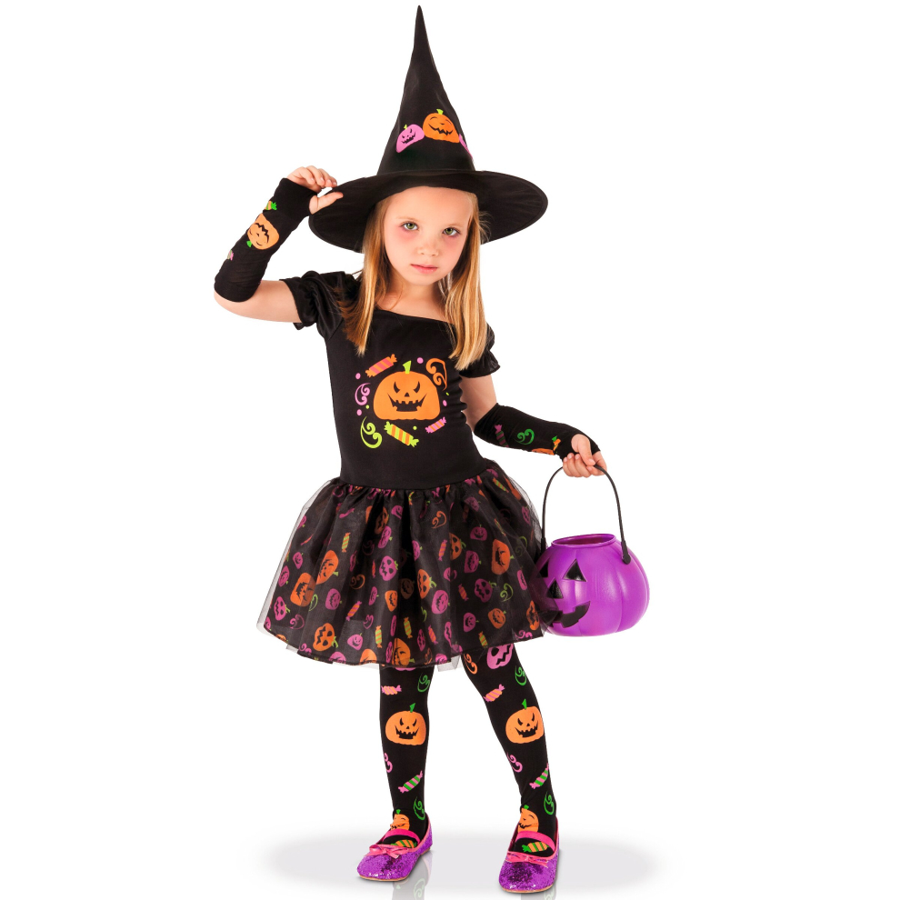 (5 to 7 years) Pumpkin witch costume for girls