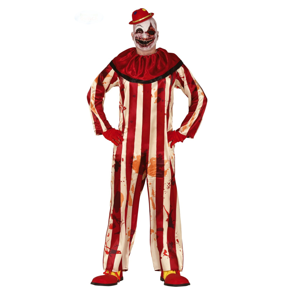 (L (52-54)) Terrifying red and white clown costume for men