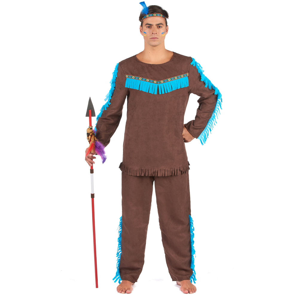 (L) Brown and blue Indian costume for men