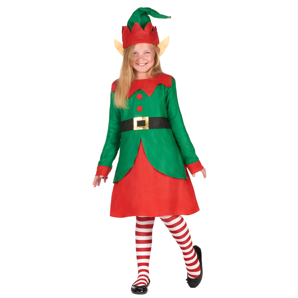 (4 - 6 years (S)) Girls' Christmas elf dress costume