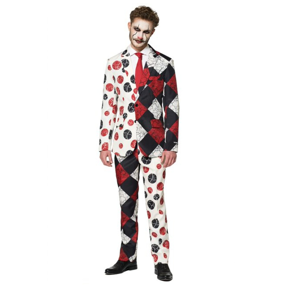 (S (EU 46)) Men's Vintage Mr. Clown Costume Suitmeister