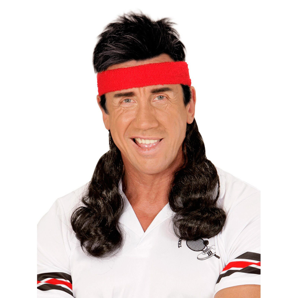 Rubies 80S -Red Mullet Hairpiece Headband Black