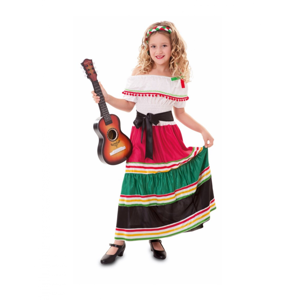 (5 to 6 years (105-121 cm)) Girls' colorful Mexican costume