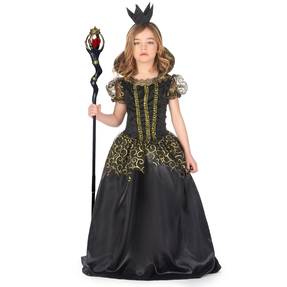 (L 10-12 years (130-140 cm)) Evil black queen girl costume