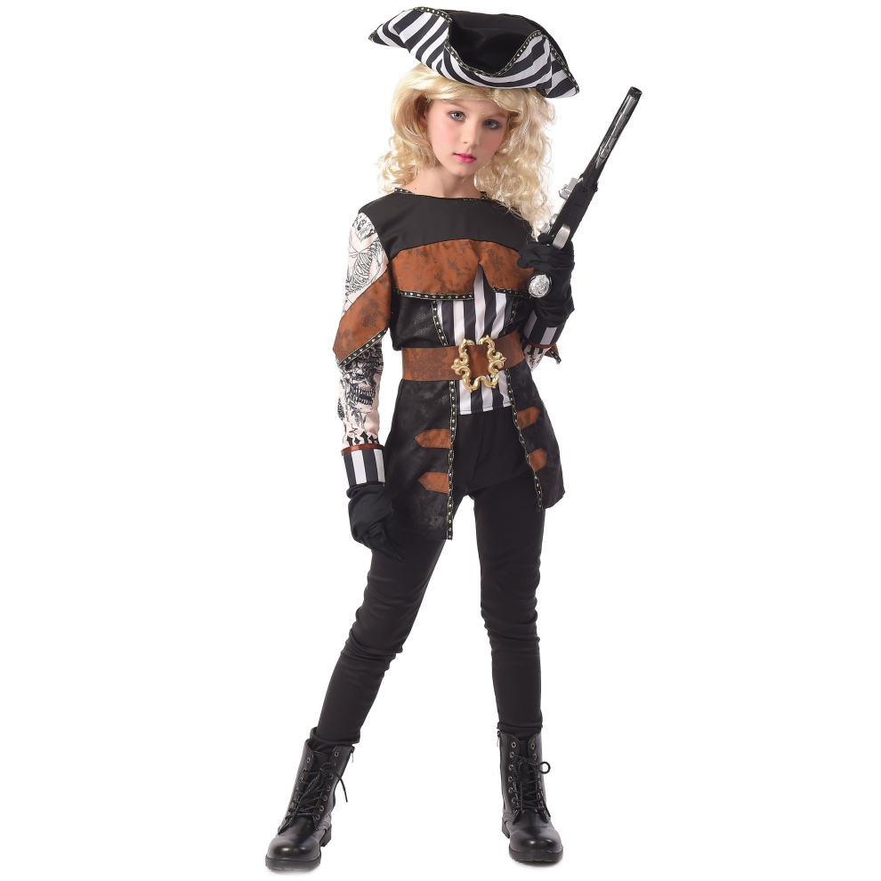 (S 4-6 years (110-120 cm)) Tattooed pirate girl costume