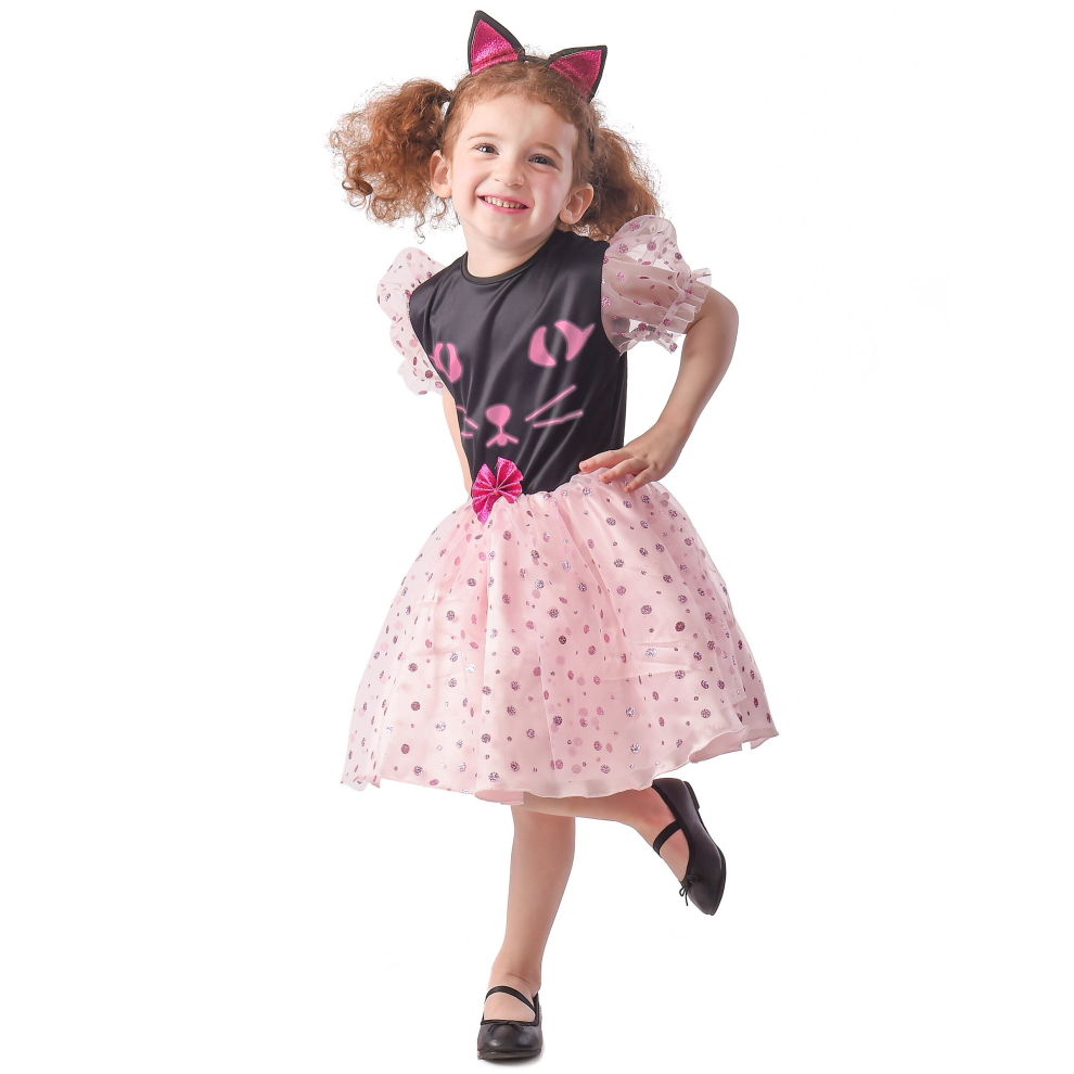 (L 10-12 years (130-140 cm)) Girls' Cat Dress Costume