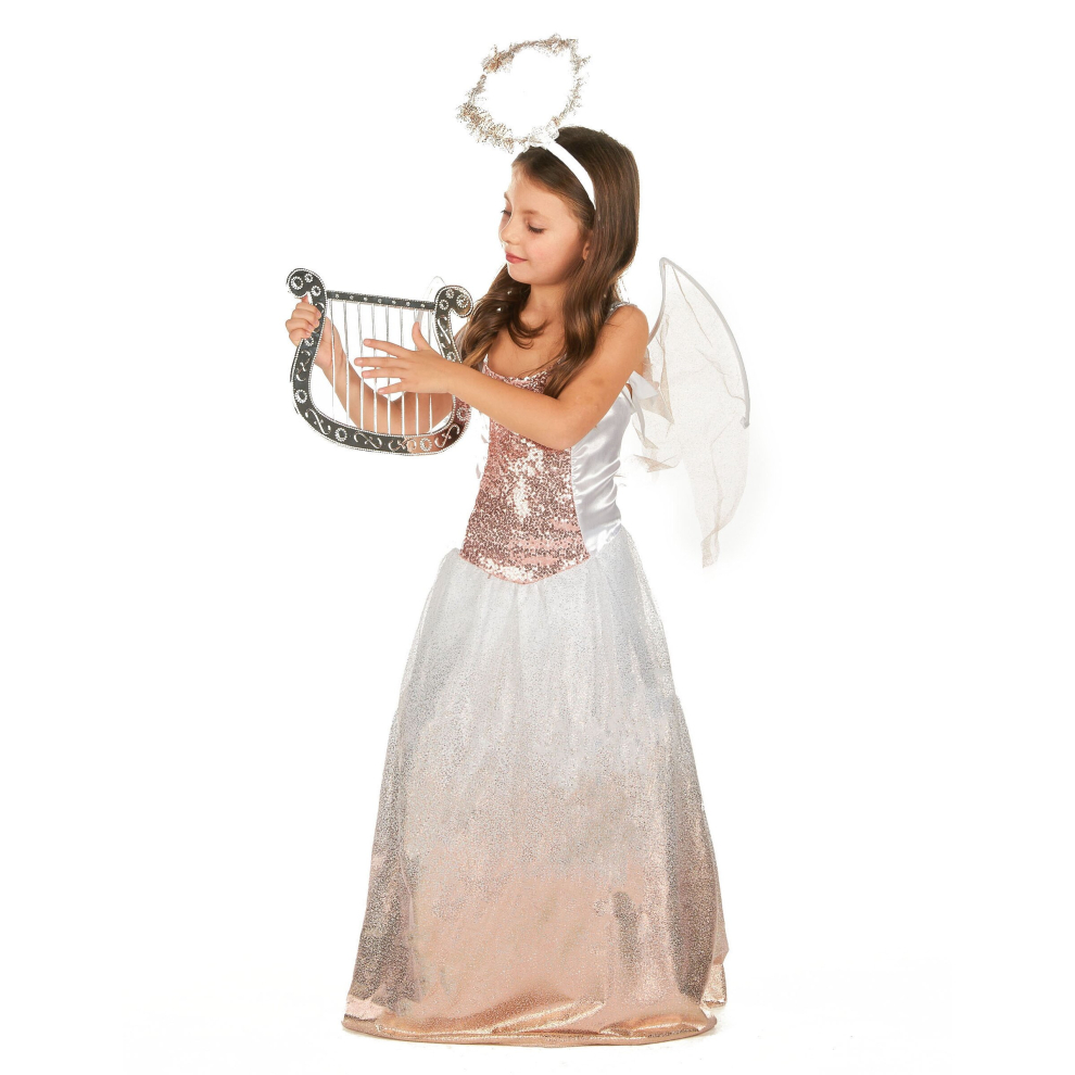 (XS 3-4 years (92-104 cm)) Girls' rose gold angel costume