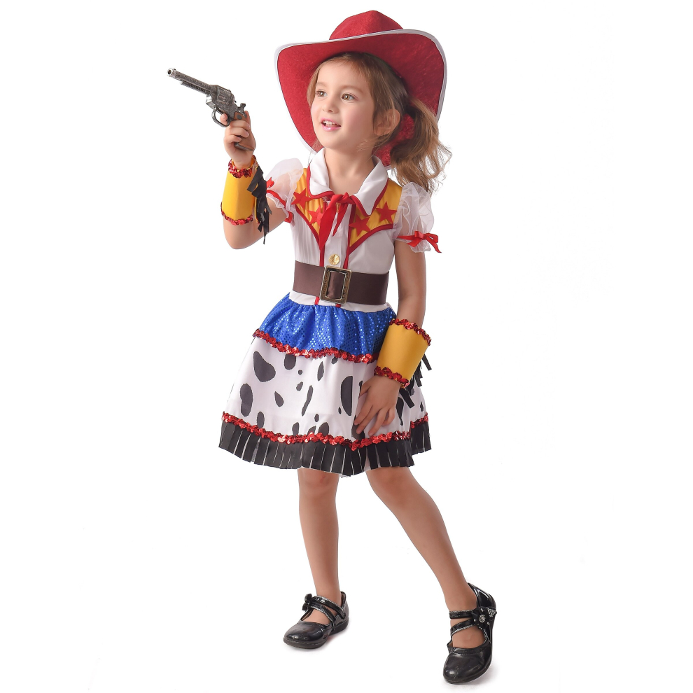 (S 4-6 years (110-120 cm)) Girls' cartoon cowgirl costume