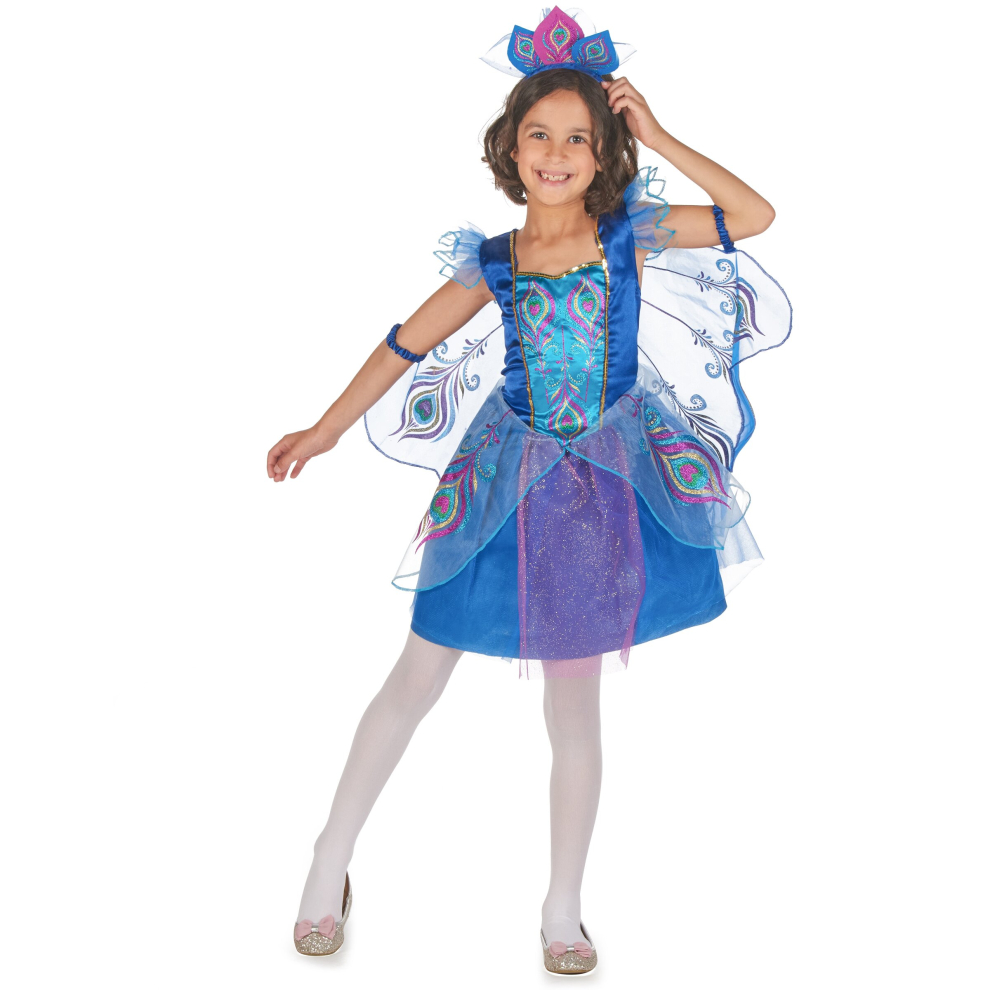 (M 7-9 years (120-130 cm)) Girls' sequined peacock costume