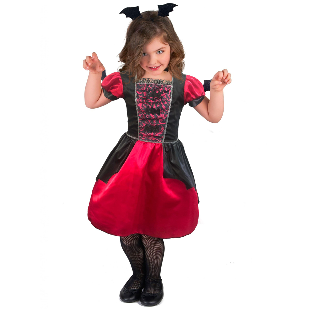 (L 10-12 years (130-140 cm)) Girls' vampire bat costume