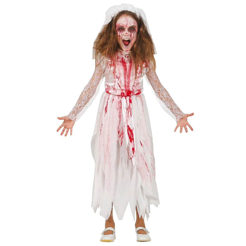 (7-9 years (125-135 cm)) Girls' bloody wedding dress costume