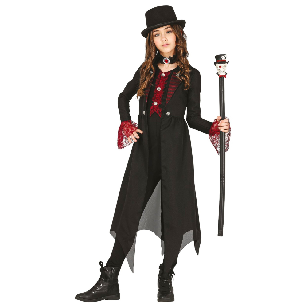 (5 to 6 years (110-115 cm)) Gothic chic black and red child costume