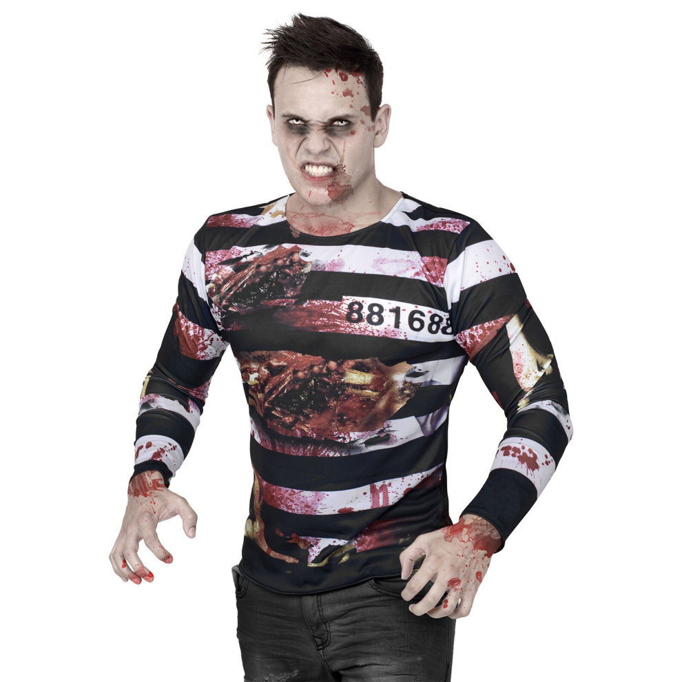 Rubies Zombie Prisoner Halloween T-Shirt Black