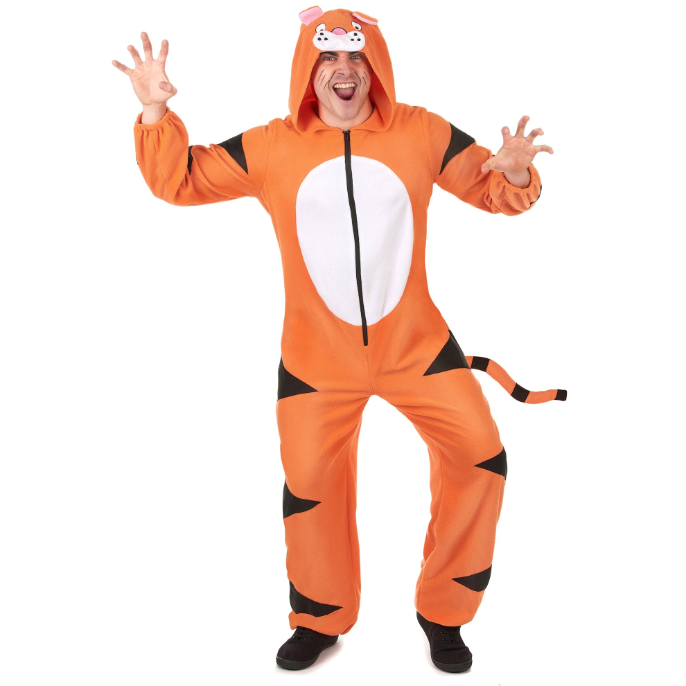 Rubies Men's Tiger Hooded Jumpsuit
