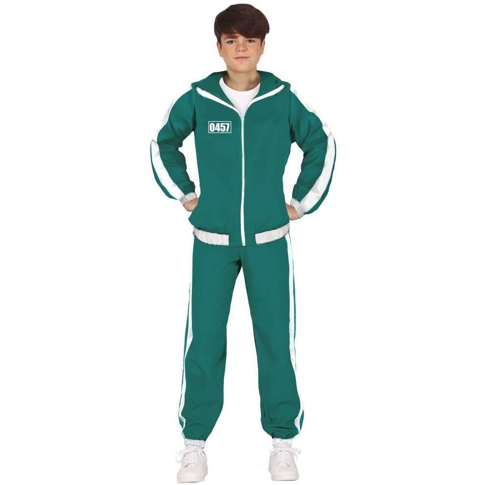 Green participant tracksuit number 457 teenager