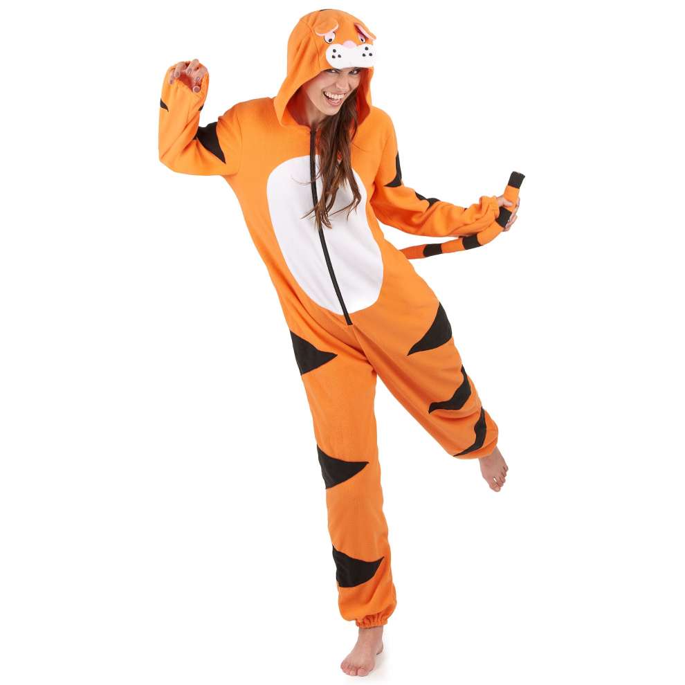 Women's tiger hooded jumpsuit