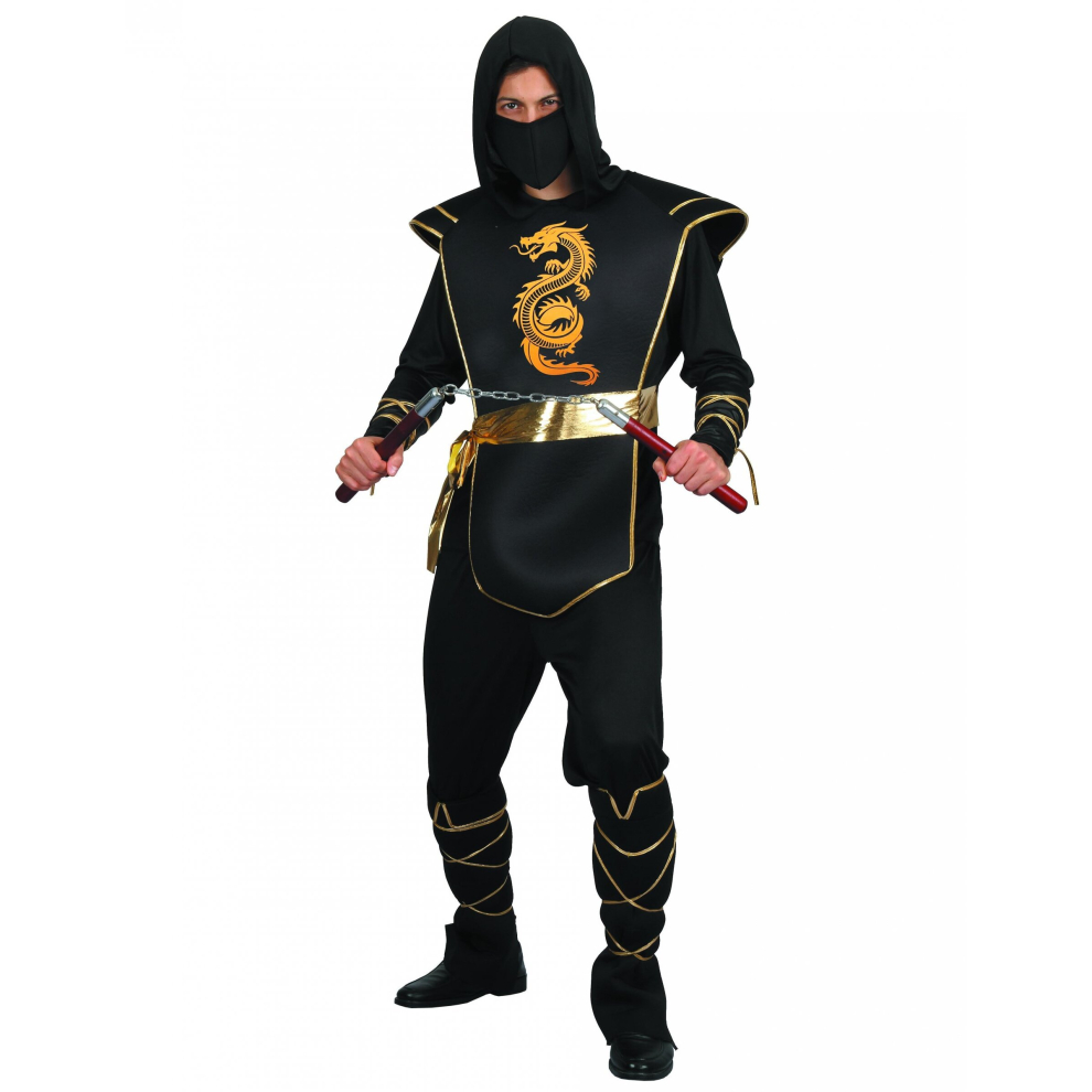 Men's black and gold ninja costume