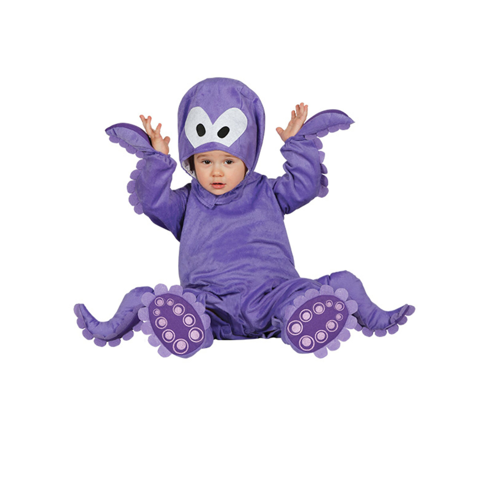 Baby purple octopus hooded jumpsuit costume