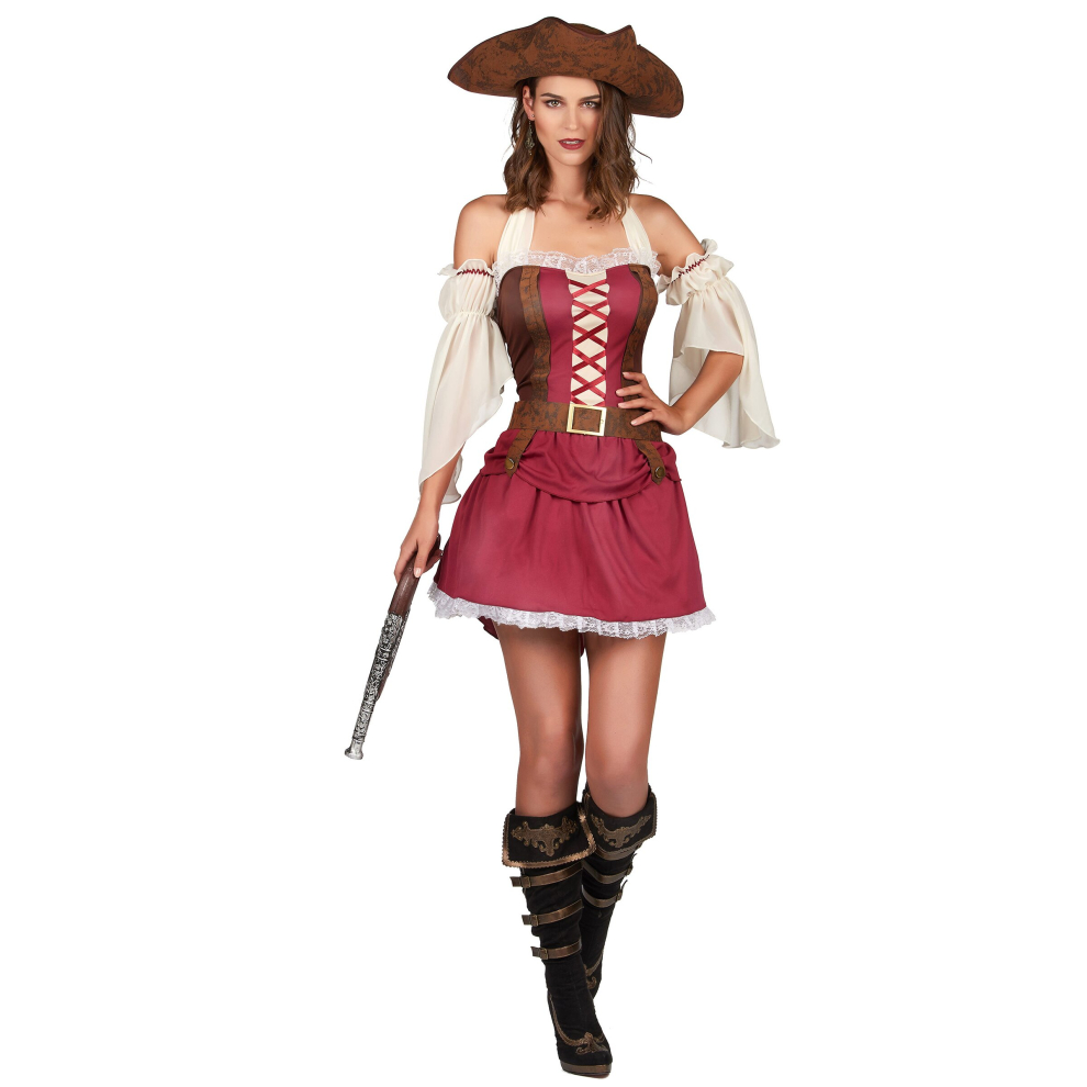 Sexy burgundy pirate costume for women