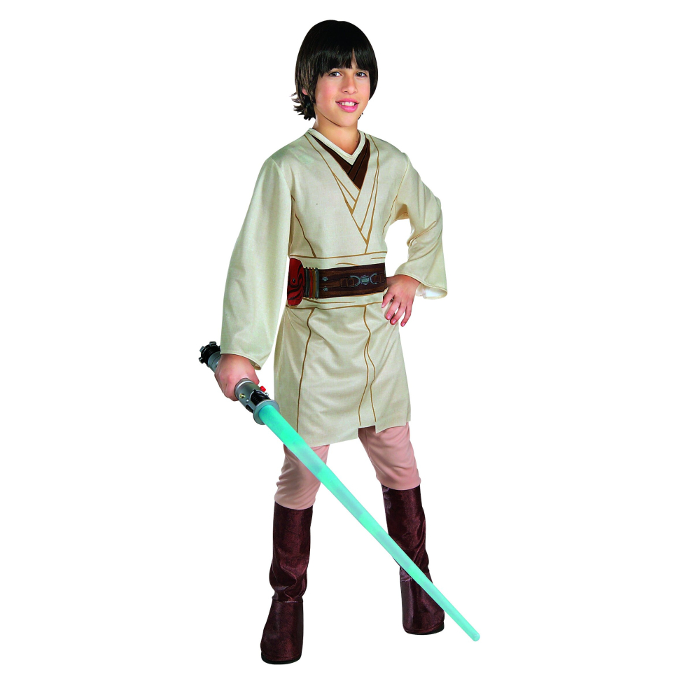 (5 to 6 years (110-116 cm)) Child's Jedi Obi-Wan Kenobi costume with Star Wars lightsaber