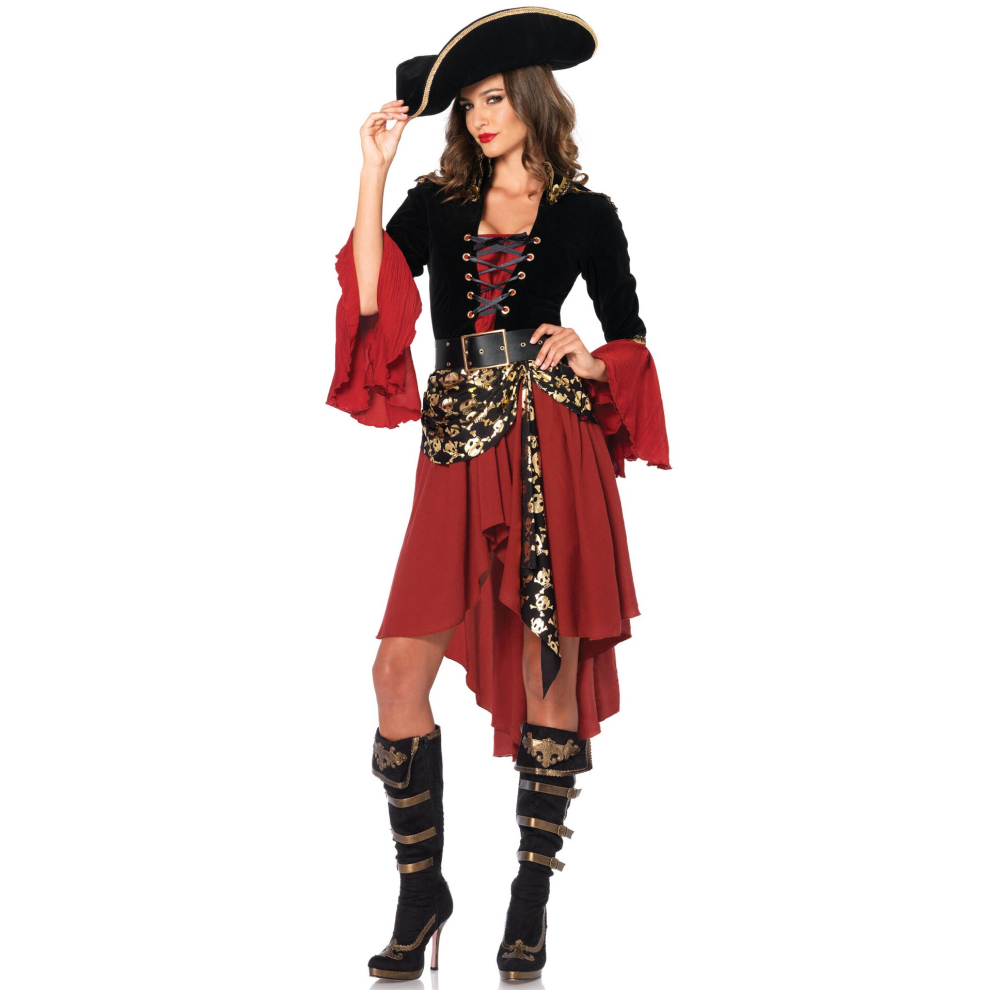 Women's gold patterned pirate costume