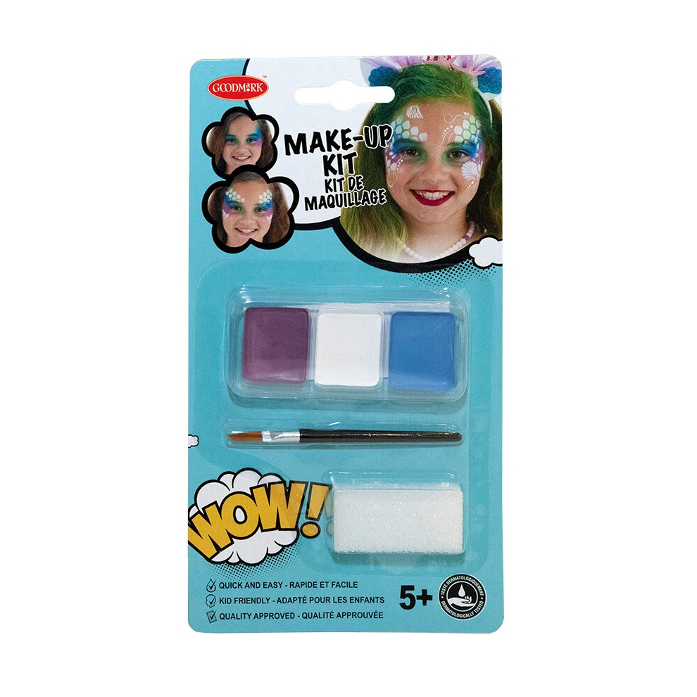 Mermaid makeup kit with brush and sponge for girls