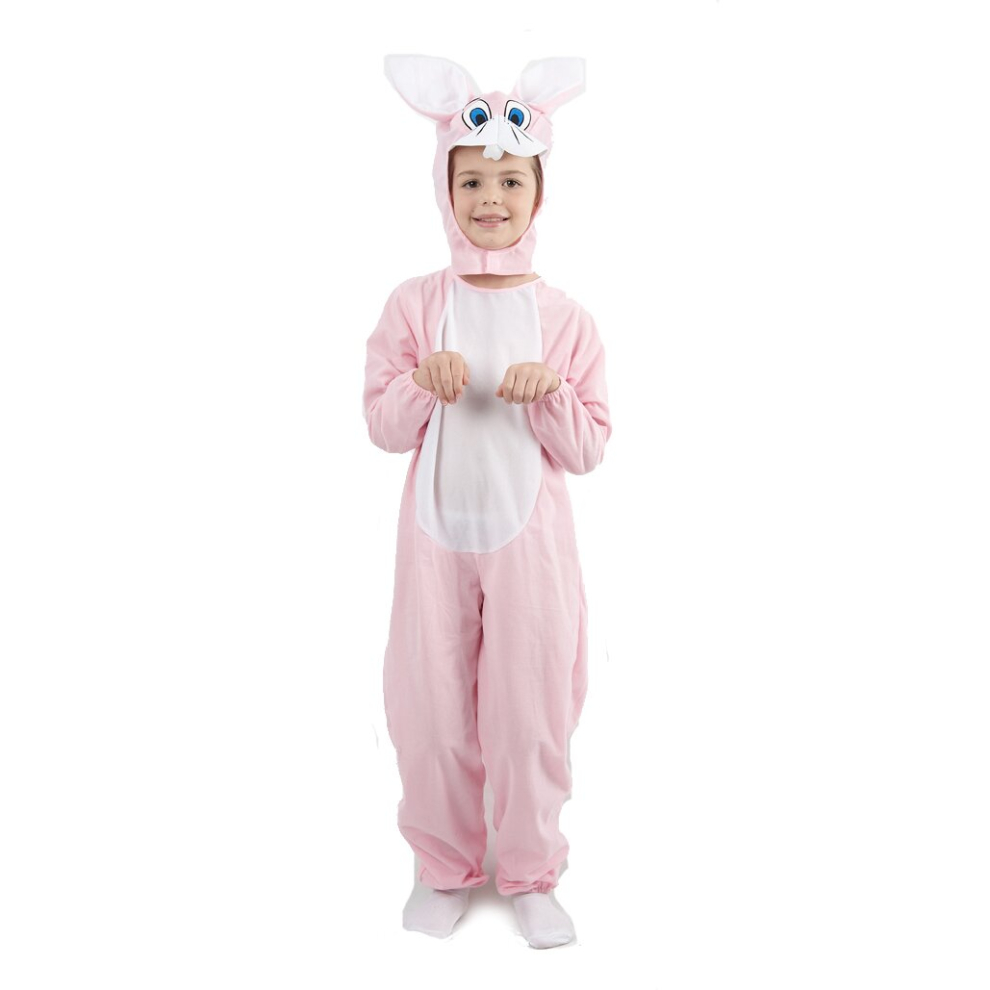 (M 7-8 years (117-128 cm)) Rabbit costume pink jumpsuit child