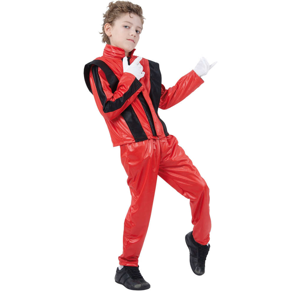 (L 10-12 years (130-140 cm)) Boys' red pop star costume