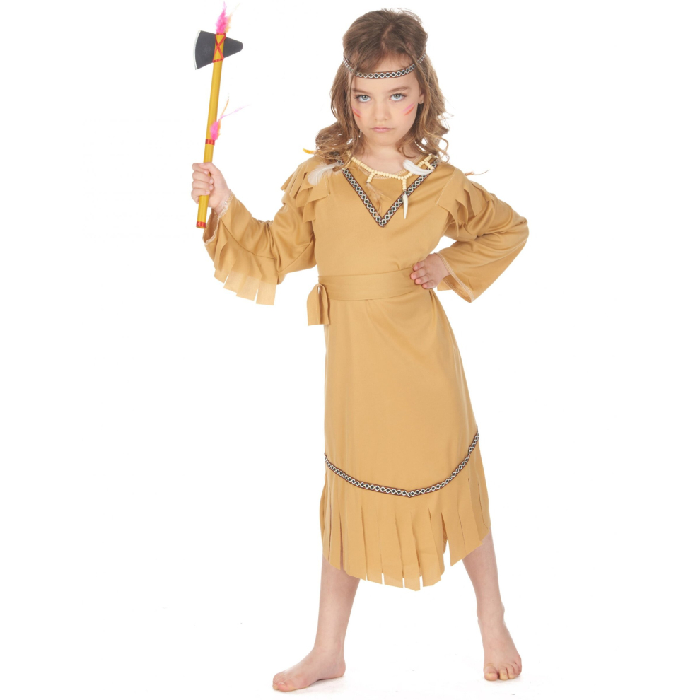 (S 4-6 years (110-120 cm)) Beige Indian costume for girls