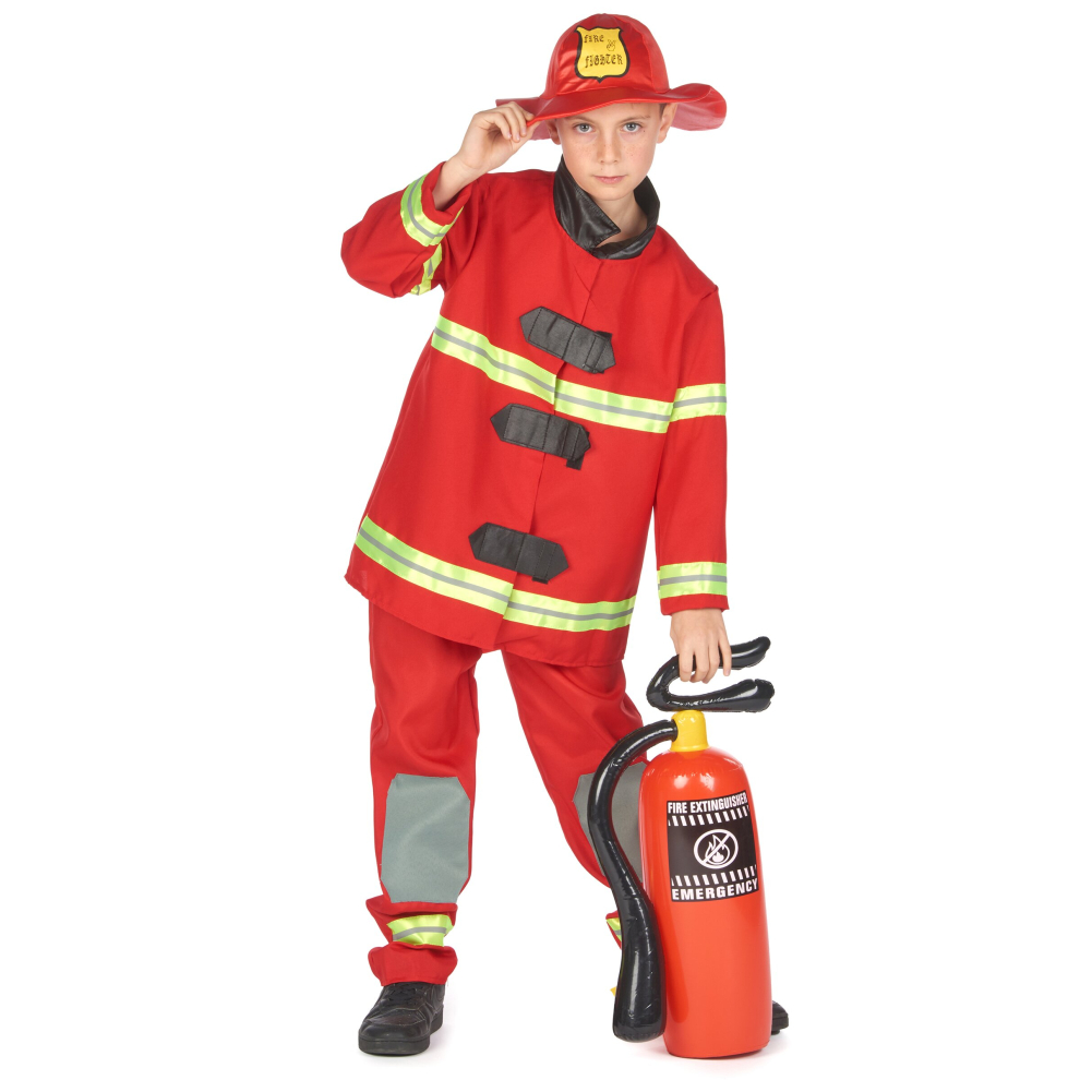 (L 10-12 years (130-140 cm)) Children's red firefighter costume